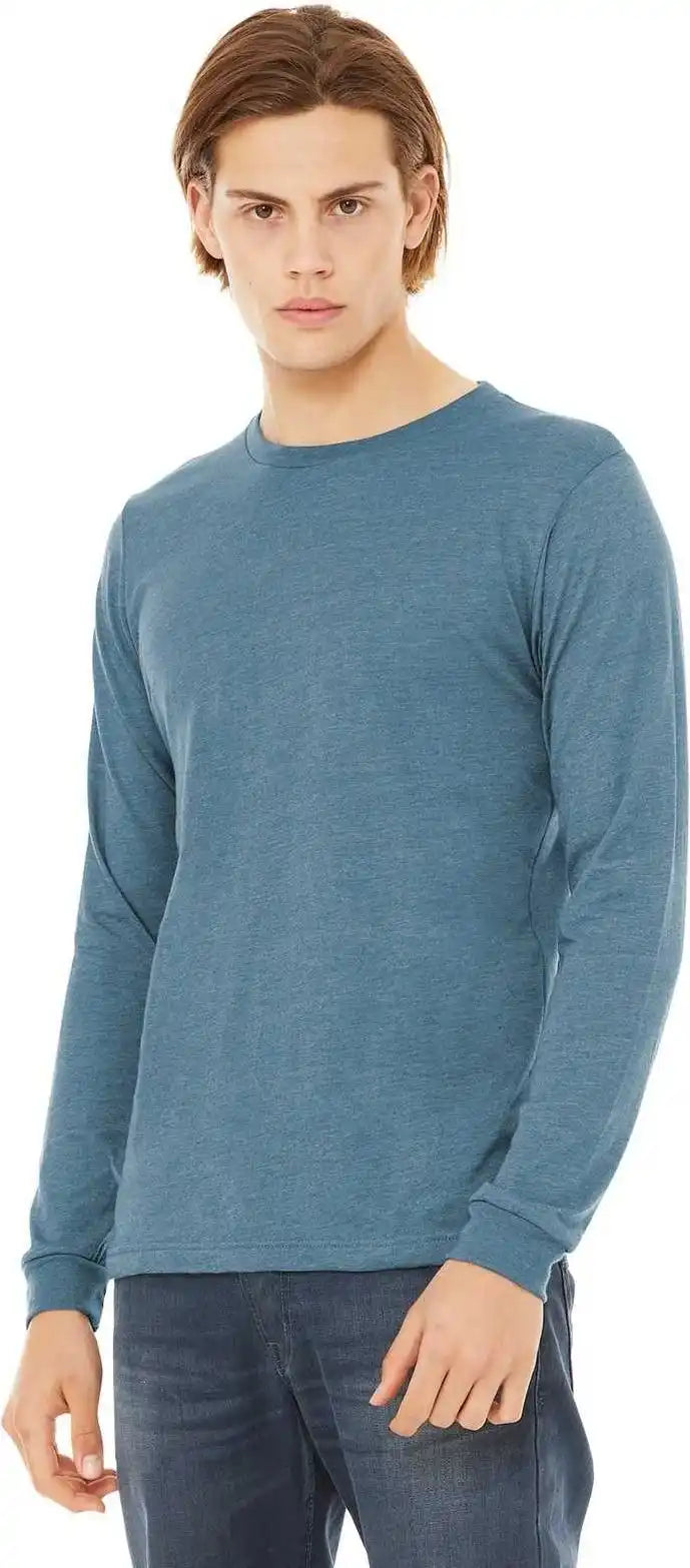 Bella + Canvas 3501 Unisex Jersey Long Sleeve Tee - Denim Triblend