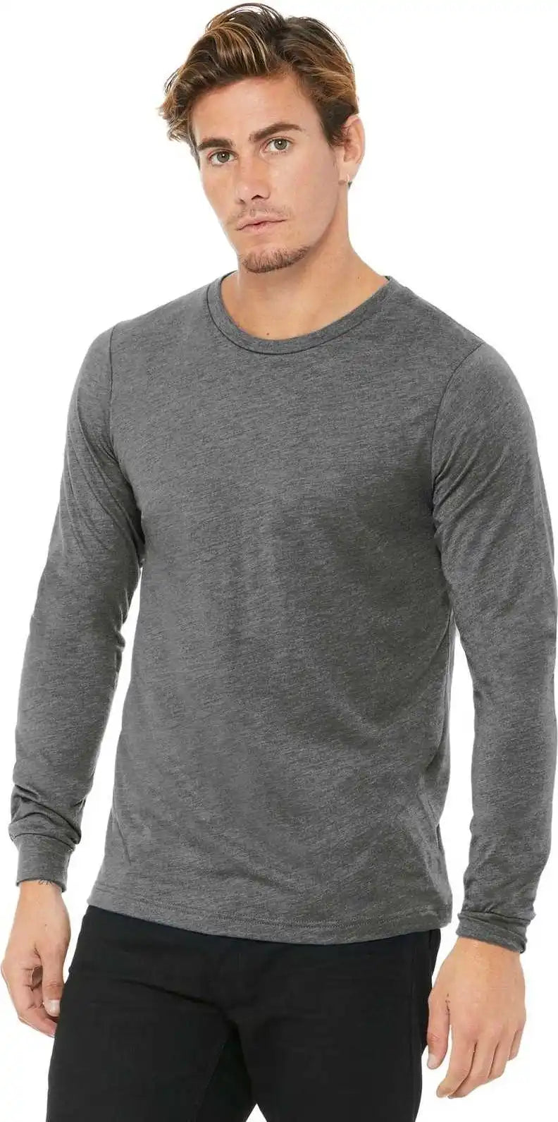 Bella + Canvas 3501 Unisex Jersey Long Sleeve Tee Gray Triblend