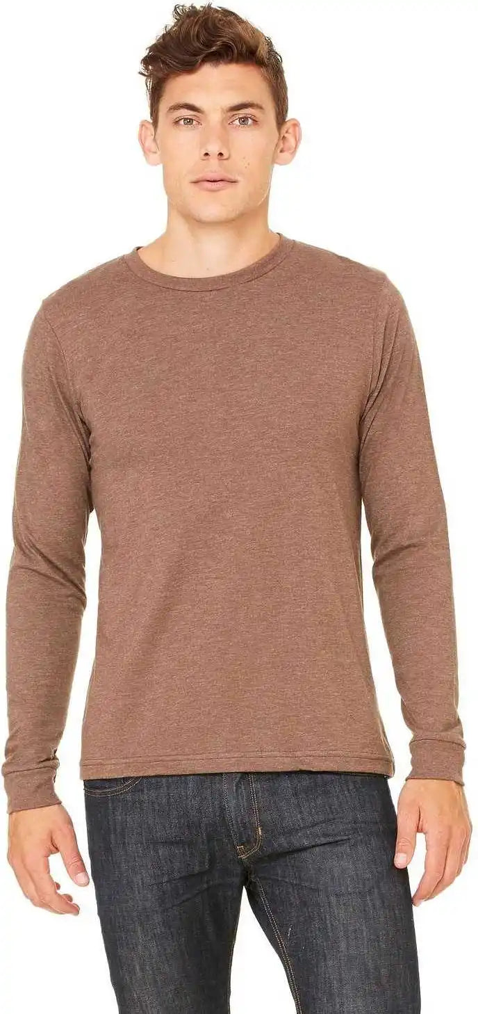 Bella + Canvas 3501 Unisex Jersey Long Sleeve Tee - Heather Brown