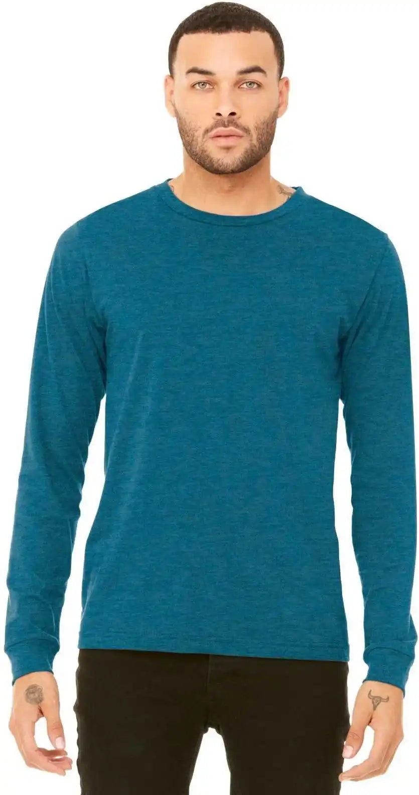Bella + Canvas 3501 Unisex Jersey Long Sleeve Tee Heather Deep Teal