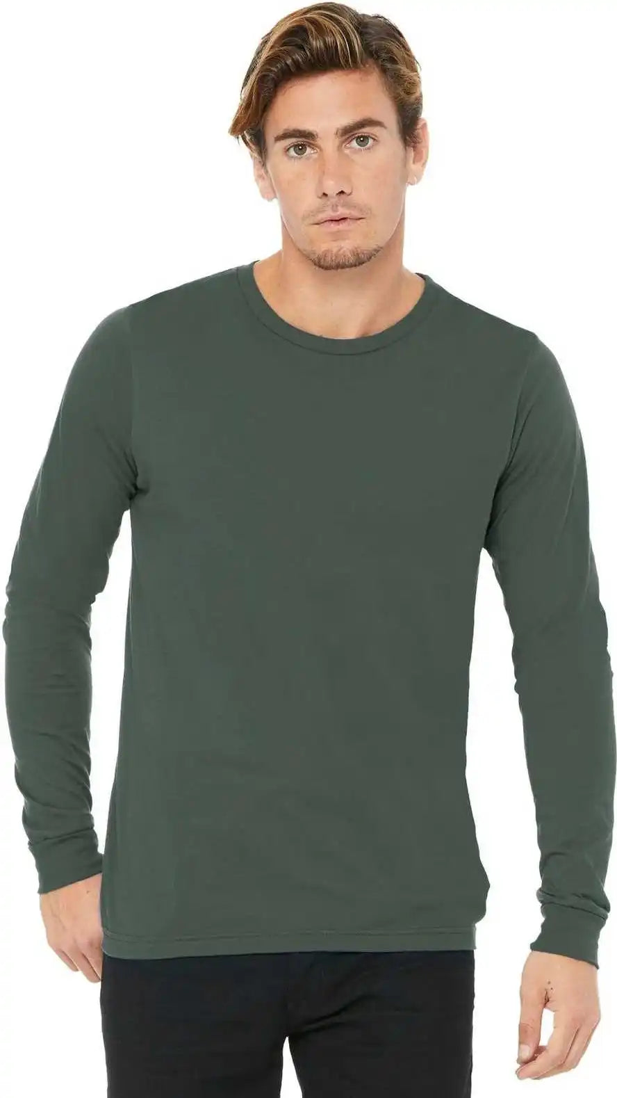 Bella + Canvas 3501 Unisex Jersey Long Sleeve Tee Military Green