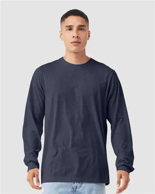 Bella + Canvas 3501cvc Heather Cvc Long Sleeve Tee - Midnight Navy