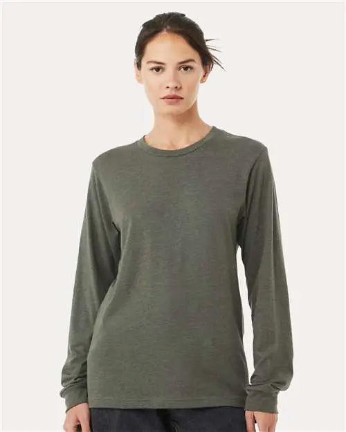 Bella + Canvas 3501cvc Heather Cvc Long Sleeve Tee - Military Green