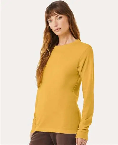 Bella + Canvas 3501cvc Heather Cvc Long Sleeve Tee - Mustard