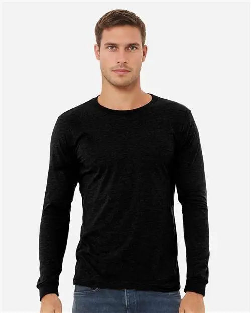 Bella + Canvas 3501cvc Heather Cvc Long Sleeve Tee - Solid Black Blend