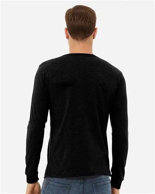 Bella + Canvas 3501cvc Heather Cvc Long Sleeve Tee - Solid Black Blend