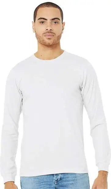 Bella + Canvas 3501cvc Heather Cvc Long Sleeve Tee - Solid White Blend