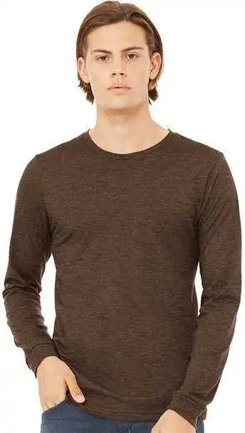Bella + Canvas 3501cvc Unisex Heather Cvc Long Sleeve Tee - Brown