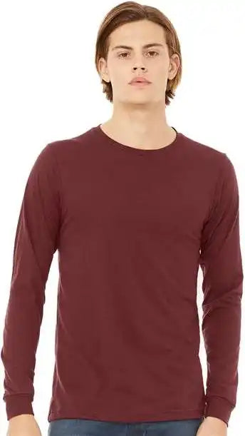 Bella + Canvas 3501cvc Unisex Heather Cvc Long Sleeve Tee Cardinal