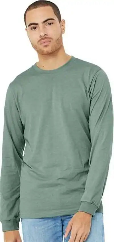 Bella + Canvas 3501cvc Unisex Heather Cvc Long Sleeve Tee Dusty Blue