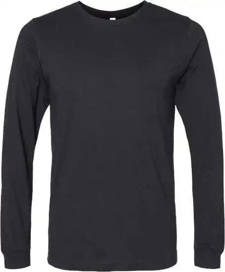 Bella + Canvas 3501cvc Unisex Heather Cvc Long Sleeve Tee Solid Black Blend