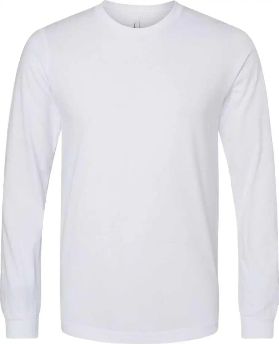 Bella + Canvas 3501cvc Unisex Heather Cvc Long Sleeve Tee Solid White Blend