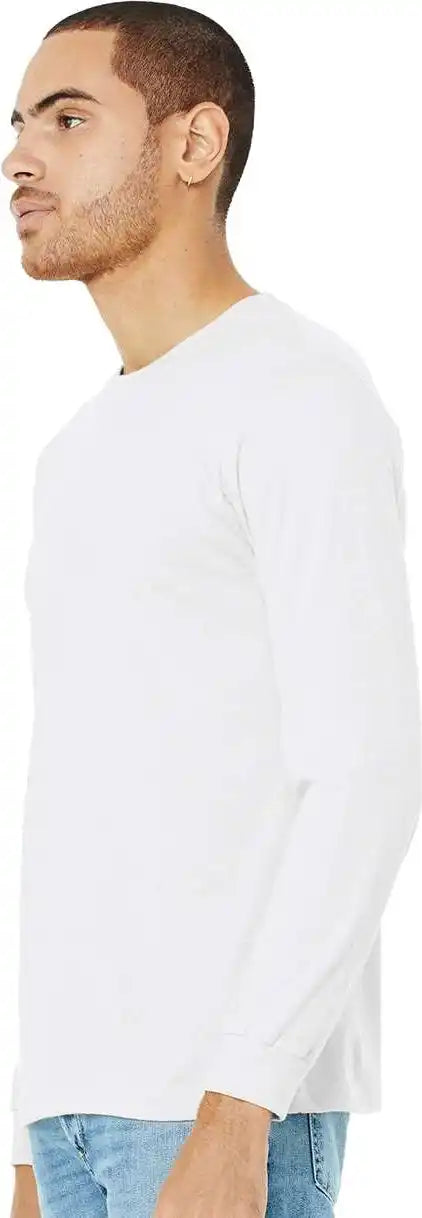 Bella + Canvas 3501cvc Unisex Heather Cvc Long Sleeve Tee - Solid White Blend