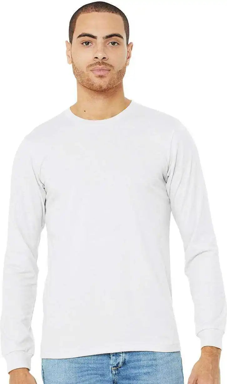 Bella + Canvas 3501cvc Unisex Heather Cvc Long Sleeve Tee Solid White Blend