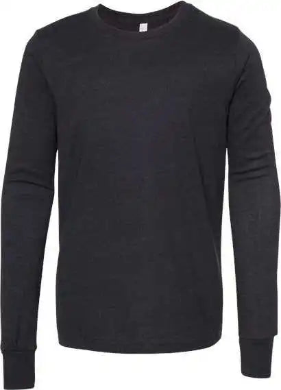 Bella + Canvas 3501ycvc Youth Heather Cvc Long Sleeve Tee Black