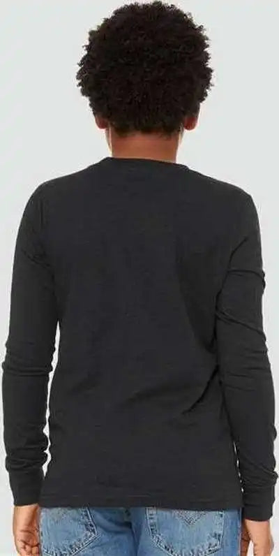 Bella + Canvas 3501ycvc Youth Heather Cvc Long Sleeve Tee Black