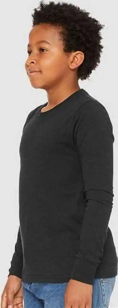 Bella + Canvas 3501ycvc Youth Heather Cvc Long Sleeve Tee Black