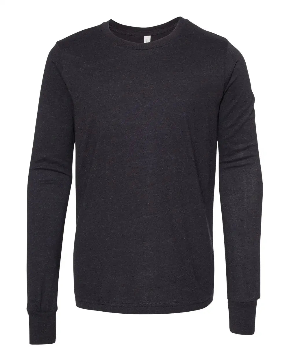 Bella + Canvas 3501ycvc Youth Heather Cvc Long Sleeve Tee - Black - s