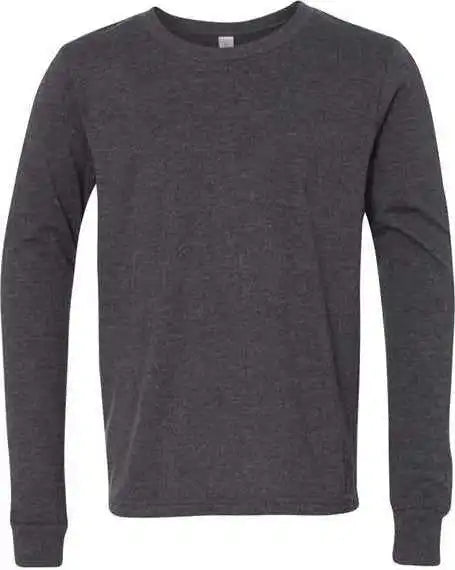 Bella + Canvas 3501ycvc Youth Heather Cvc Long Sleeve Tee - Dark Gray