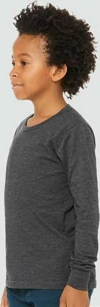 Bella + Canvas 3501ycvc Youth Heather Cvc Long Sleeve Tee - Dark Gray