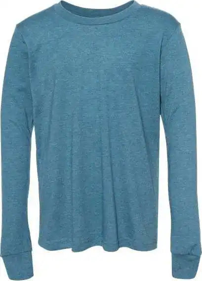 Bella + Canvas 3501ycvc Youth Heather Cvc Long Sleeve Tee Deep Teal