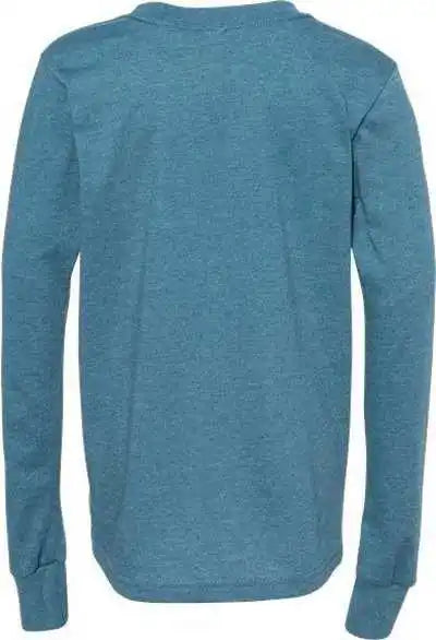 Bella + Canvas 3501ycvc Youth Heather Cvc Long Sleeve Tee Deep Teal