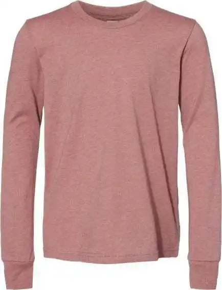 Bella + Canvas 3501ycvc Youth Heather Cvc Long Sleeve Tee Mauve