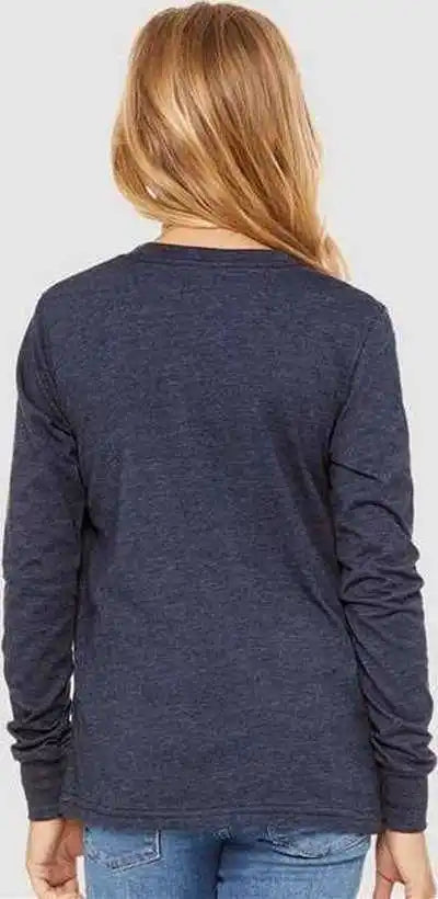 Bella + Canvas 3501ycvc Youth Heather Cvc Long Sleeve Tee Navy