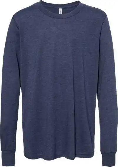Bella + Canvas 3501ycvc Youth Heather Cvc Long Sleeve Tee Navy