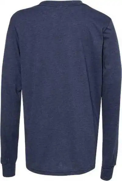 Bella + Canvas 3501ycvc Youth Heather Cvc Long Sleeve Tee Navy