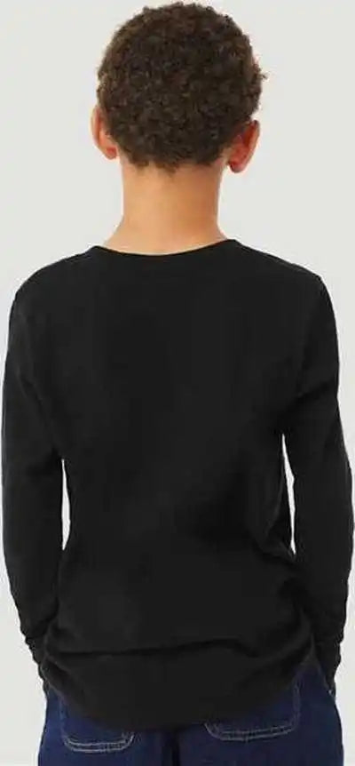 Bella + Canvas 3501ycvc Youth Heather Cvc Long Sleeve Tee Solid Black Blend
