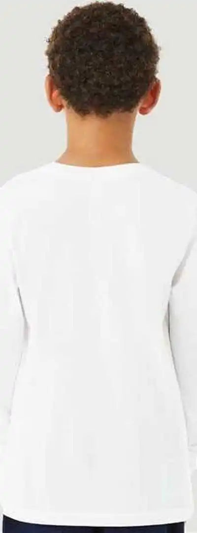 Bella + Canvas 3501ycvc Youth Heather Cvc Long Sleeve Tee Solid White Blend