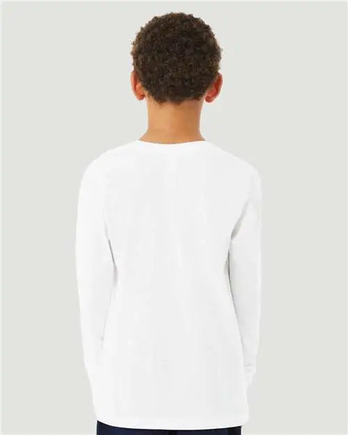 Bella + Canvas 3501ycvc Youth Heather Cvc Long Sleeve Tee - Solid White Blend