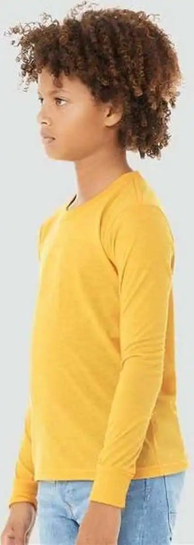 Bella + Canvas 3501ycvc Youth Heather Cvc Long Sleeve Tee Yellow Gold