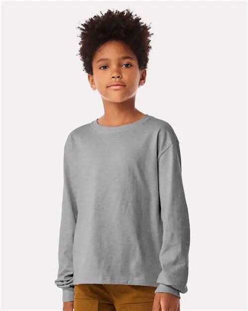 Bella + Canvas 3511y Youth 6oz. Heavyweight Long Sleeve Tee - Athletic Heather
