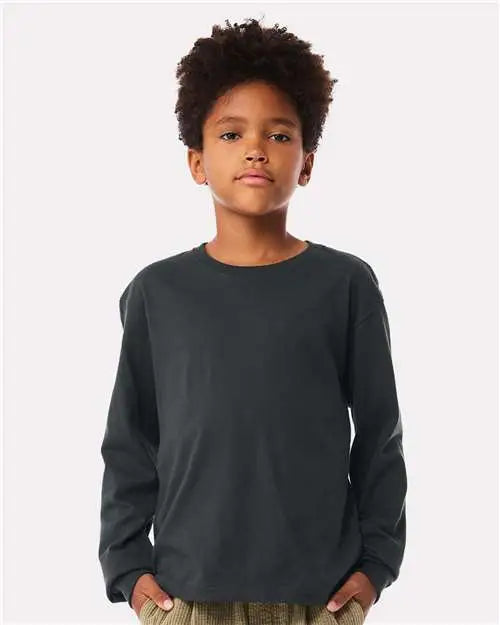 Bella + Canvas 3511y Youth 6oz. Heavyweight Long Sleeve Tee - Dark Gray - s