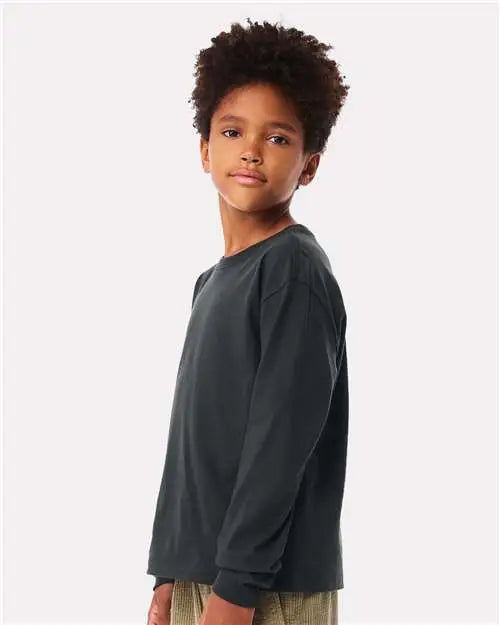 Bella + Canvas 3511y Youth 6oz. Heavyweight Long Sleeve Tee - Dark Gray