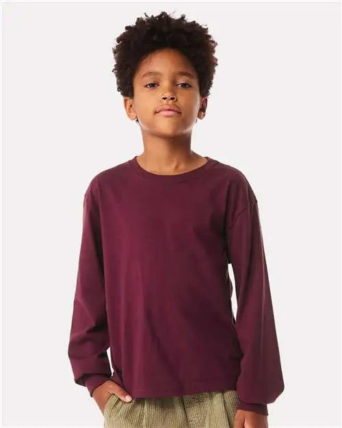 Bella + Canvas 3511y Youth 6oz. Heavyweight Long Sleeve Tee - Maroon