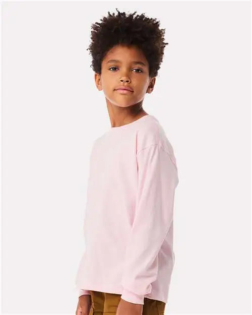 Bella + Canvas 3511y Youth 6oz. Heavyweight Long Sleeve Tee - Soft Pink