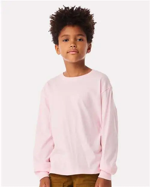 Bella + Canvas 3511y Youth 6oz. Heavyweight Long Sleeve Tee - Soft Pink