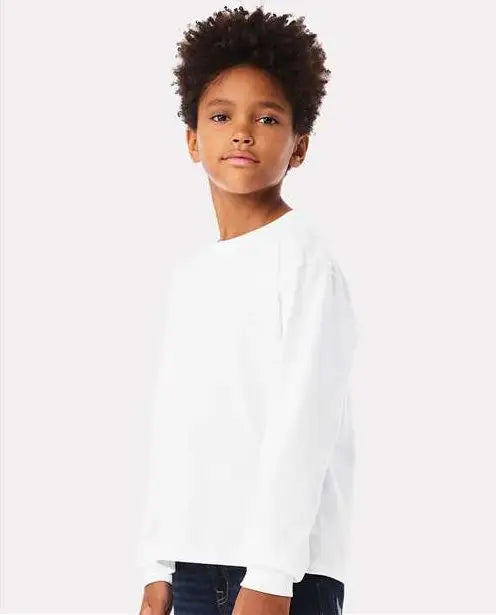 Bella + Canvas 3511y Youth 6oz. Heavyweight Long Sleeve Tee - White