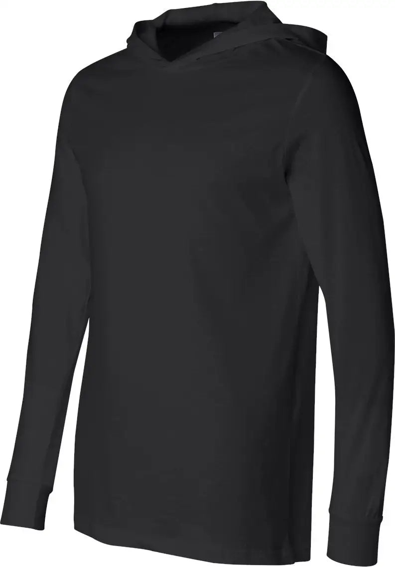 Bella + Canvas 3512 Jersey Hooded Long Sleeve Tee - Black