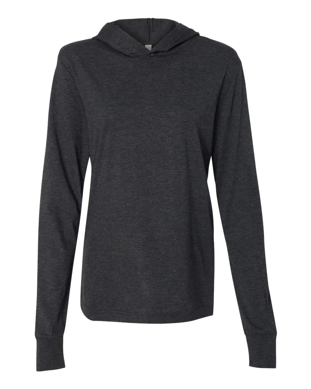 Bella + Canvas 3512 Jersey Hooded Long Sleeve Tee - Charcoal Black Triblend