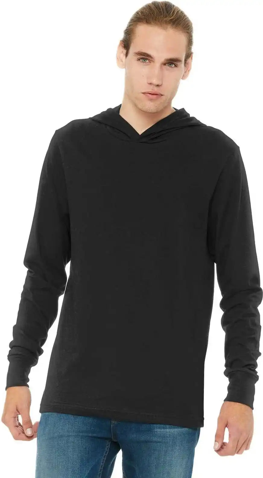 Bella + Canvas 3512 Unisex Jersey Long Sleeve Hoodie Black