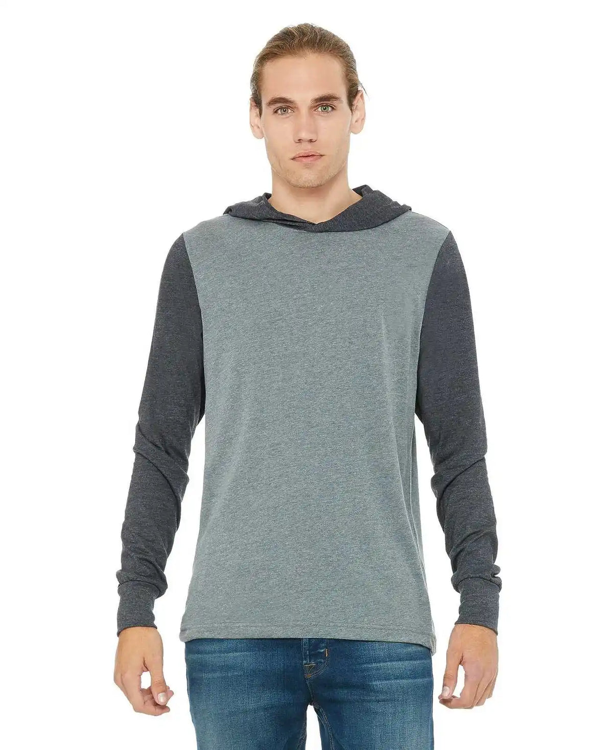 Bella + Canvas 3512 Unisex Jersey Long Sleeve Hoodie - Deep Heather/dark Grey Heather