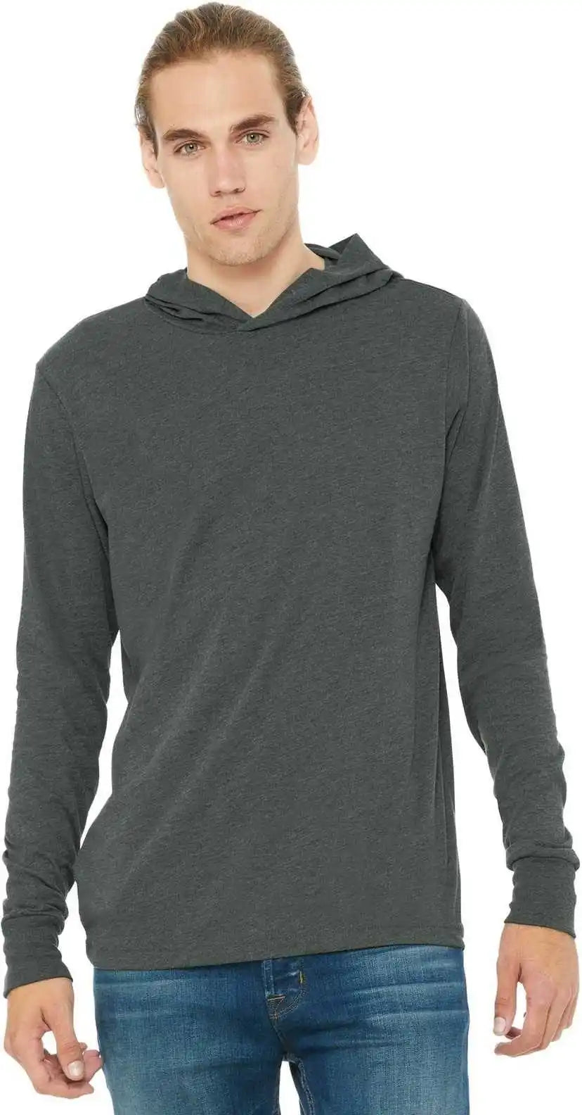 Bella + Canvas 3512 Unisex Jersey Long Sleeve Hoodie - Deep Heather