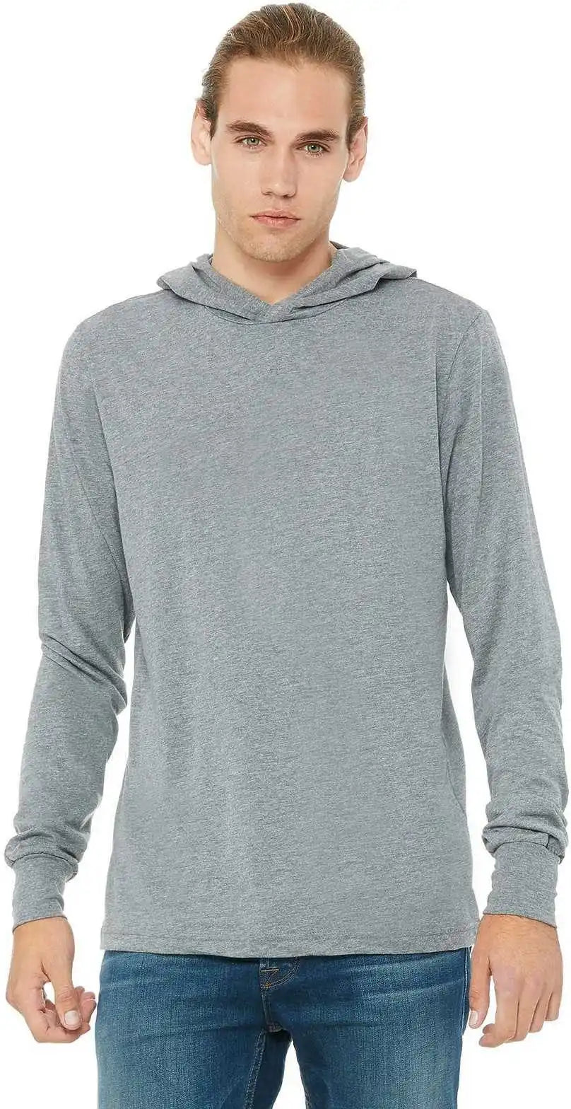 Bella + Canvas 3512 Unisex Jersey Long Sleeve Hoodie Grey Triblend