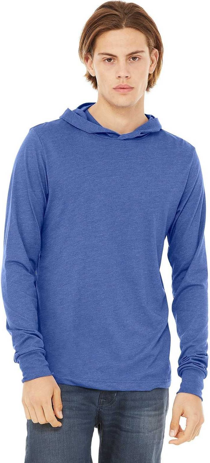 Bella + Canvas 3512 Unisex Jersey Long Sleeve Hoodie - Heather True Royal