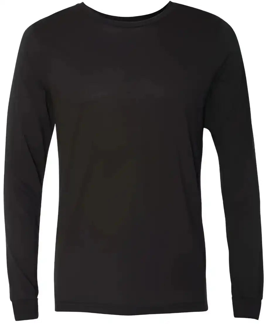Bella + Canvas 3513 Unisex Triblend Long Sleeve Tee - Solid Black