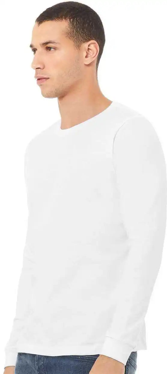 Bella + Canvas 3513 Unisex Triblend Long Sleeve Tee Solid White